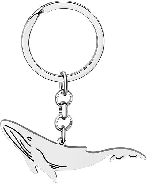 LONYOO Fun Whale Keychain Stainless Steel Car Key Handbag Keyring Ocean Animals Fish Gifts for Women Girls Kids Sea Charms