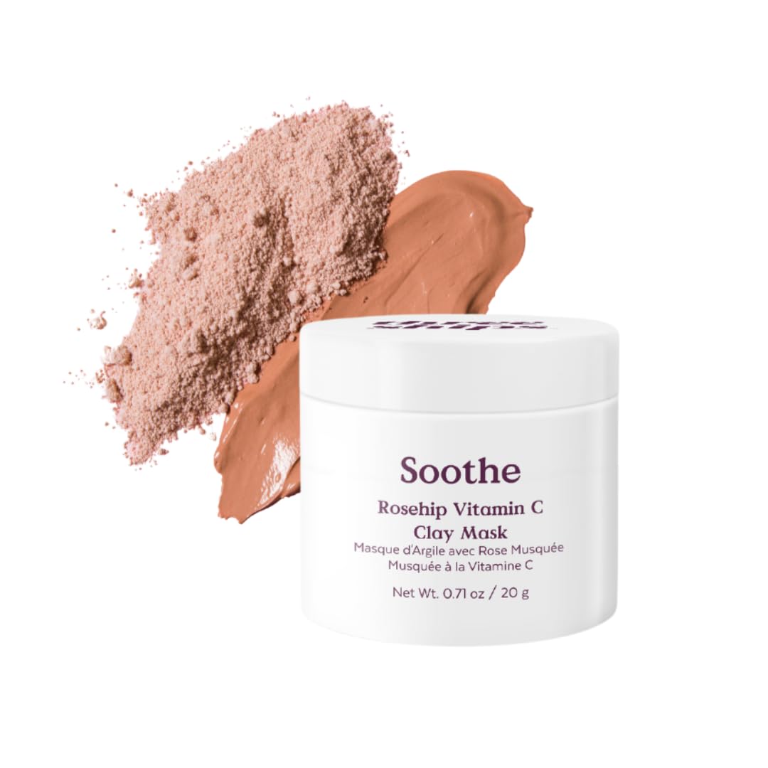 Three Ships Soothe Rosehip Vitamin C Clay Mask- Reduces Appearance of Discoloration and Fine Lines, Good For Sensitive Skin (20g)