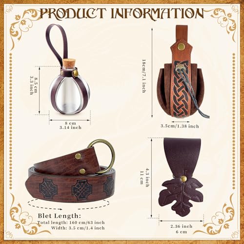 Medieval Belt Renaissance Belt Medieval Bag Accessories Faux Leather Belt Pouch Skirt Hikes Vintage Christmas Gifts4