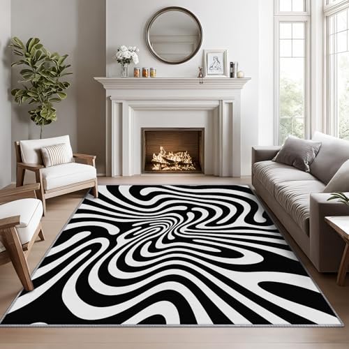Tapete Decorativo Negro y Blanco 6x9 Pies
