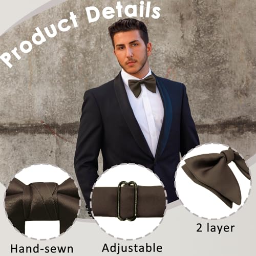 Image of Luckyvestir Oversized Bow Ties for Men, Pre Tied Clip on Men's Black Bowtie for Wedding Tuxedo Banquets Formal Wear