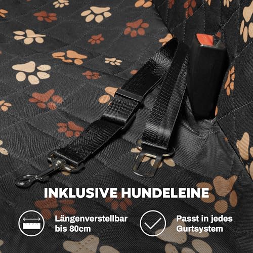 Hainberger Hundedecke Auto Rückbank Wasserabweisende Kratzfeste Autodecke für Hunde wasserdichte rutschfeste Autoschondecke mit Seitenschutz und Sichtfenster,4-in-1 Rücksitzschoner 137x147(mit Muster)