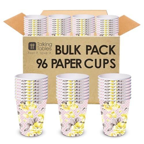 Talking Tables 96 x Bulk Pack Disposable Floral Paper Cups | Trul...