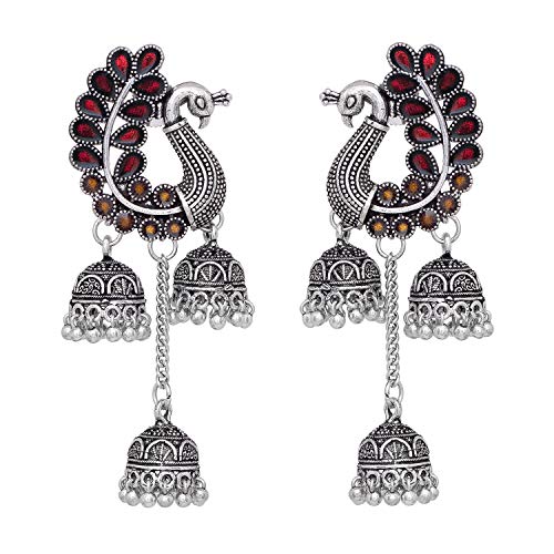 V L IMPEX Silver Fashion Maroon Color Beads Oxidised jhumki Earring For Girls (B0719NMKKN) Amazon Price History, Amazon Price Tracker