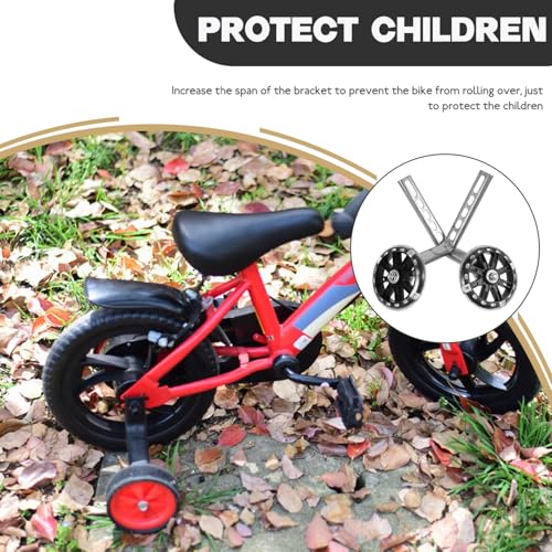 Ruedas de entrenamiento para bicicleta con luces LED, ruedas auxiliares resistentes al desgaste y reemplazables, estabilizador negro para bicicletas de principiantes y niños miniatura 5