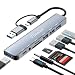 USB C Hub, 8 in 1 USB Hub 3.0 Multiport Adapter mit 1*USB 3.0 mit 5 Gbit/s, 3*USB 2.0, 1*USB-C, 3.5mm Audio, SD/TF Kartenleser, USB C Splitter Aluminium für MacBook/Surface/XPS/PC/Lapt... etc.