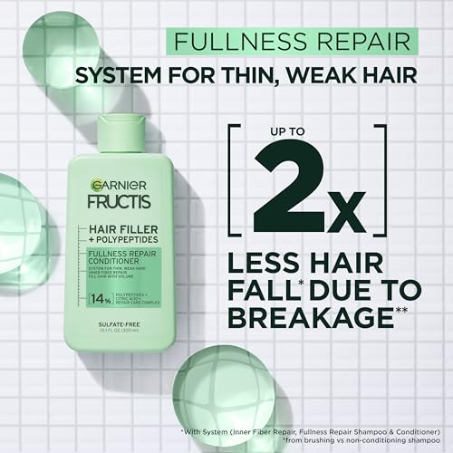 Garnier Fructis Hair Filler Fullness Repair Conditioner, Volumizing Conditioner with Polypeptides and Hair Repair Complex for Thin, Weak Split Ends, 10.1 Fl Oz - image 2