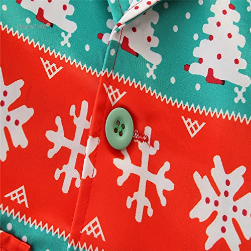 Jaqueta infantil meninos manga longa estampa de Papai Noel casaco calças gravata bebê (verde, 6-7 an