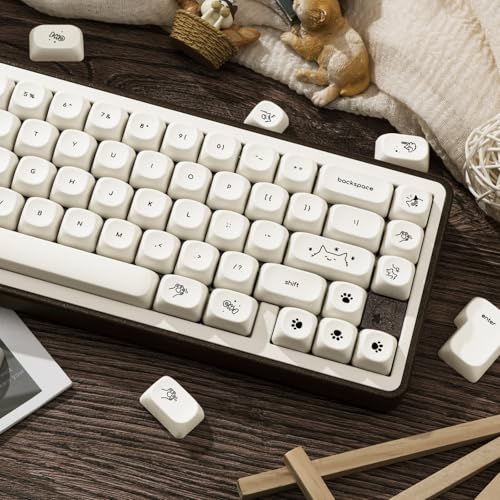Image of PBT Keycaps Cream White Cat Cute 124 Keys MX Switch Key Cap