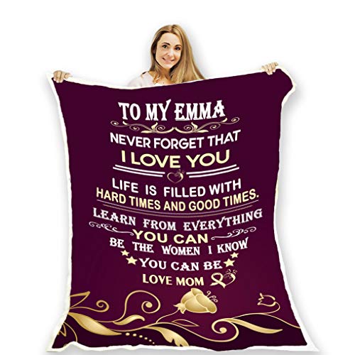 Customized Blanket for Daughter with her Name, I Love You Quilt Fleece Throw Blankets Comforters, Christmas, Birthday, Gifts from Mom, Personalized Blanket from Mom 60x80.