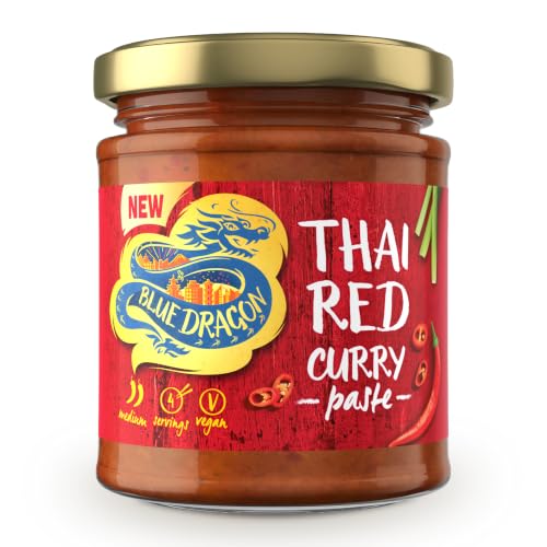 Blue Dragon Thai Red Curry Paste 170g | Medium Spice | Serves 4 | Authentic Thai Flavours Using Red Chillies & Lemongrass