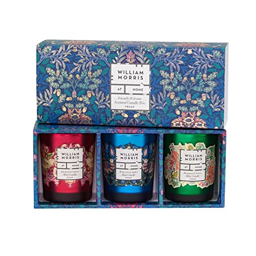 William Morris at Home Coffret cadeau Trio de bougies parfumées | 16 heures de combustion par bougie | Infusé avec des huiles essentielles | Sans cruauté envers les animaux et végétaliens | 3 x 55 g Cover