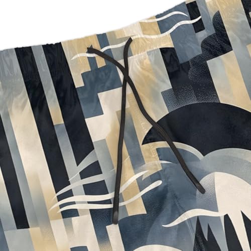 Men's Swim Trunks Size S Abstract Figure with Mesh Lining Soft Breathable Quick Dry Beach Shorts Dark Gray4