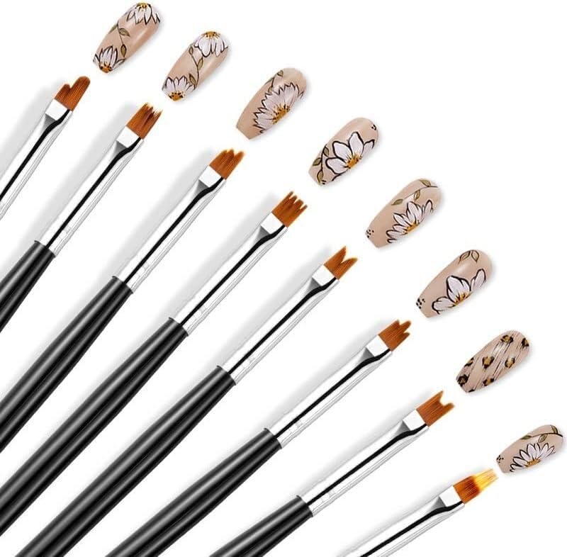 Nail Art Petal Brush Pen Gel Gradient Drawing Blooming Painting Manicure Tool Kit 8Pcs