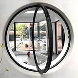 TMKDNNKG Rundes Drehflügelfenster, runde Haushaltsdrehfenster mit abschließbarem Griff für Schlafzimmer/Dusche/Schuppen, Sichtfenster schwarz-50cm/19.7in