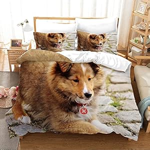 Chow beddengoed, 160 x 200 cm, microvezel, anti-allergeen, 3D omkeerbaar, incl. 2 kussenslopen, bruin