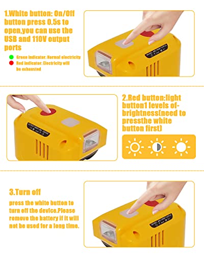 150W Powered Inverter For Dewalt 20V Battery, Dc 20V To Ac 110V-120V Portable Power Station With Dual Usb Outlet And Ac Outlet And 200Lm Led Light Battery Inverter #TOP4