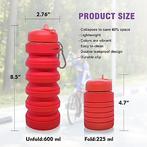 Luuttle 20Oz Collapsible Silicone Water Bottle - Reuseable Water Bottles For Sports Gym Travel Essentials Camping Hiking Lightweight #TOP1