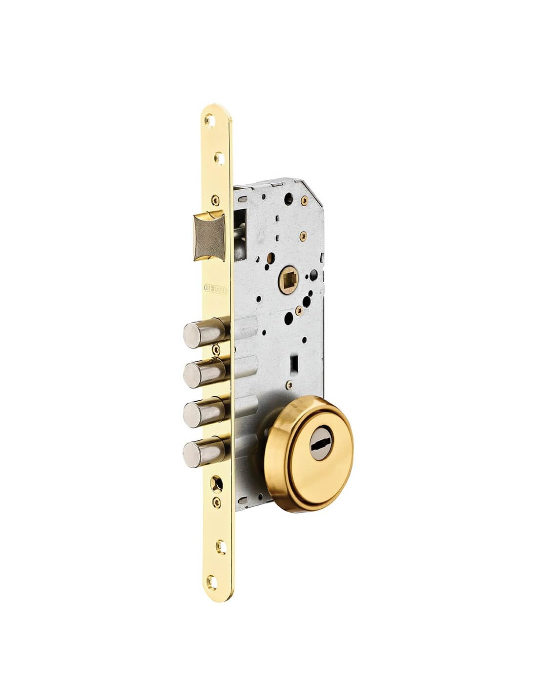 Serratura da incasso per cilindro europeo, asse 50 mm, defender, finitura oro – THIRARD