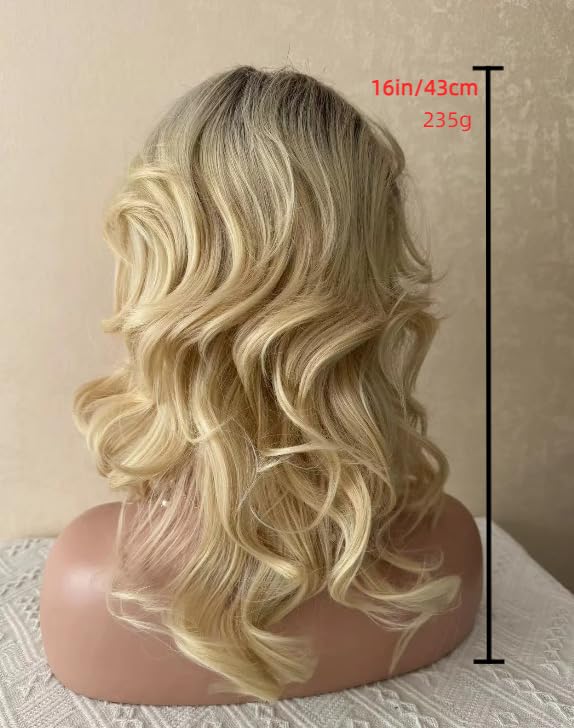 Image of Mid Length Shag Capless Wavy Layered Synthetic Hair Wigs Women Natural wig For Daily Use, Party, Halloween Wigs (Light Blonde)