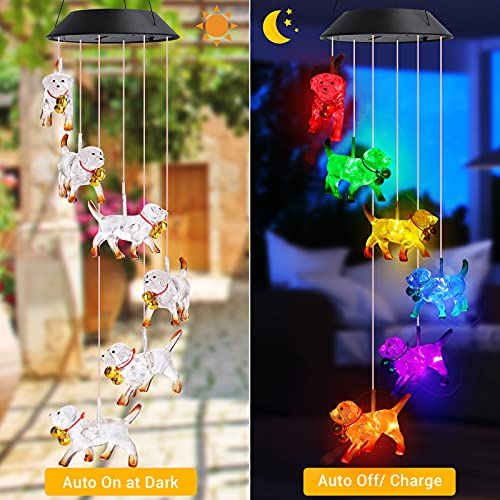 Image of Toodour Solar Wind Chime, Color Changing Wind Chimes Dog, LED Decorative Mobile, Gifts for Mom Grandma, Waterproof Outdoor Decorative Lights for Garden, Patio, Yard, Window Outdoor Decor