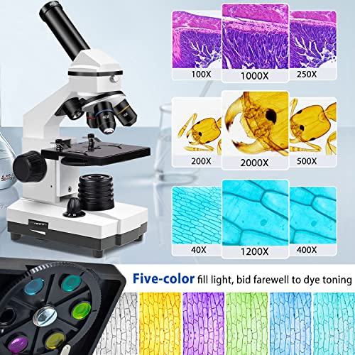 100X-2000X Microscopes For Kids Students Adults, Powerful Biological Microscopes For School Laboratory Home Education,With Microscope Slides Set, Phone Adapter #TOP1