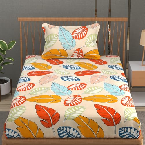 Image of Premium Heavy Cotton Flat Bedsheets with 1 King Size Pillow Covers | Single Bed 350 TC | 60 x 90 Inch Single Size Flat | :- Colorfull Cordate