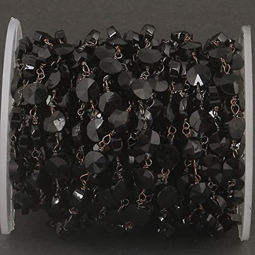 Chaîne rosaire en onyx noir de 6mm avec fil noir LKBEADS pour création de bijoux
