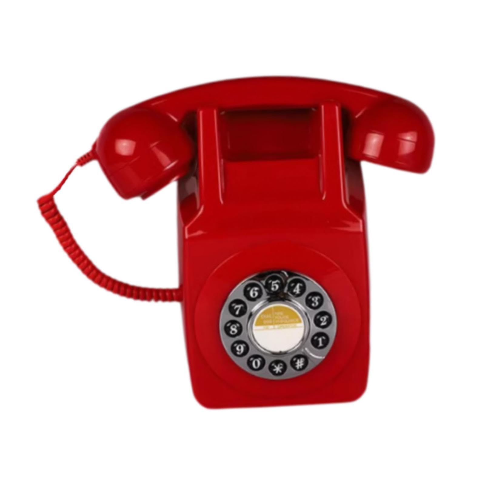 Telefono fisso vecchio stile, vintage, con,Rosso,22x14.5x9 cm