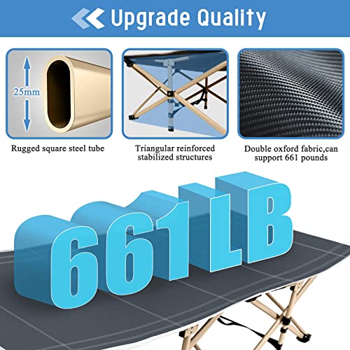 Upgrade Folding Camping Cot,31.5" Wide Sleeping Camping Cots For Adults, Portable Cots For Sleeping With Mattress And Carry Bag Max Load 661 Lbs Heavy Duty For Home Nap Outdoor Camping Travel Beach #TOP3