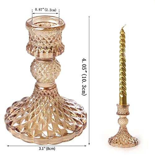Glass Candlestick Holders Set 12Pcs, 4" Taper Candle Holders,Glod Glass Candle Holders For Wedding, Festival, Party & Festival Decor #TOP1