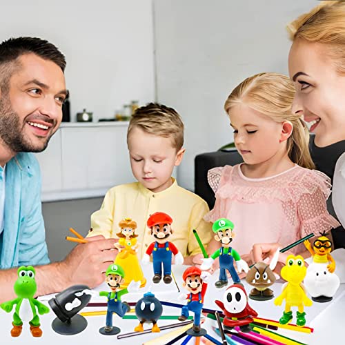 Mario Taarttoppers, Mario Figuren Set, Mario Taartdecoraties, Mario Cupcaketoppers voor Kinderen, Mario Taart Decoraties… - Image 4