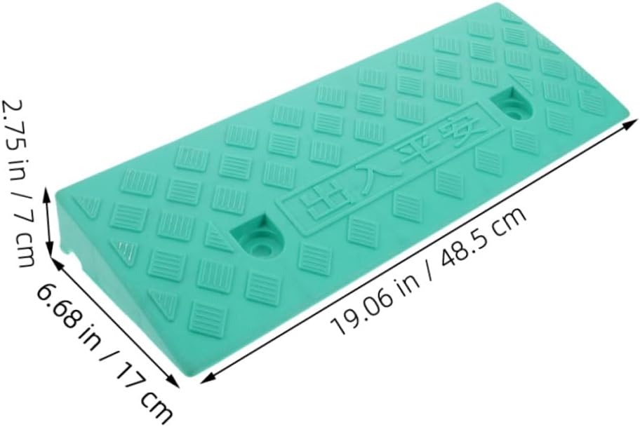 Plastic Threshold Ramp for Steps 7cm Green Uphill Climbing Pad Mat with Curb Ramp for Wheelchair, Electric Vehicle, Doorway, Indoor and Outdoor Use