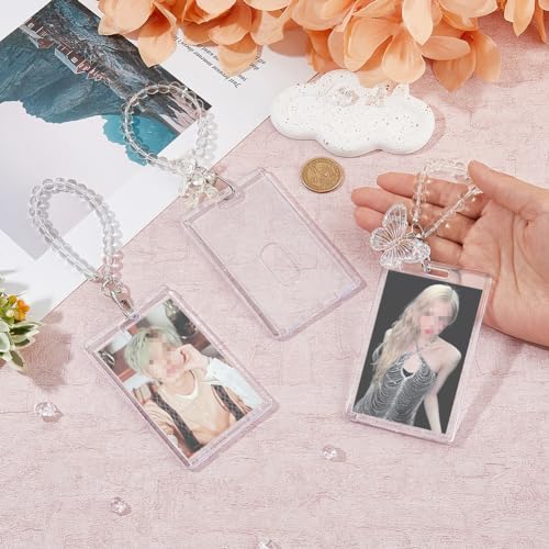 SUPERFINDINGS 3 Sets Acrylic Photocard Holder 4.1x2.5inch Kpop Photocard Holder Clear ID Bank Photo Card Holder Cute Butterfly Bear Shaped Card Protector for Women - Image 3