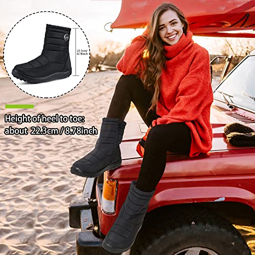 Alicegana Womens Winter Snow Boots for Women Waterproof Warm Fur Lining Mid Calf Boots with Zipper Comfortable Outdoor Shoes2