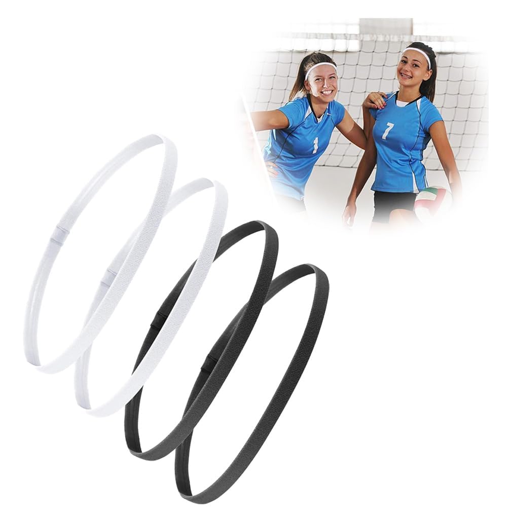 LJFEA 4 Piezas Diadema Deportiva Elástico Antideslizante Grueso Cinta de Pelo para Mujeres y Hombres