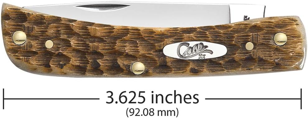 Case XX WR Pocket Knife Sod Buster Jr, Stainless Steel Blades, Length Closed: 3 5/8 Inches, Made in USA (Amber Bone)