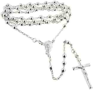 Amazon | 厚5 mmカトリックスターリングシルバーロザリオビーズ30