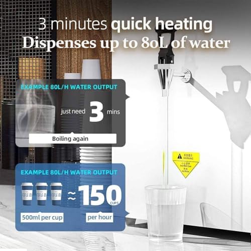 80L Electric Instant Hot Water Dispenser, Wall-Mounted Commercial Kettle for Tea & Coffee, Step-Heating Boiler Machine for Home & Office - Fast Hot Water Solution