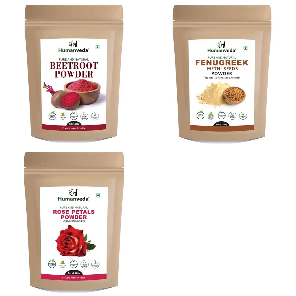 Pure Beetroot Powder, Methi Fenugreek Powder and Rose Petal Powder Combo Pack for Comprehensive Hair Care and Radiant Glowing Skin Rejuvenation 100% Natural Organic Herbal Fine Powder Face Mask and-picture-48