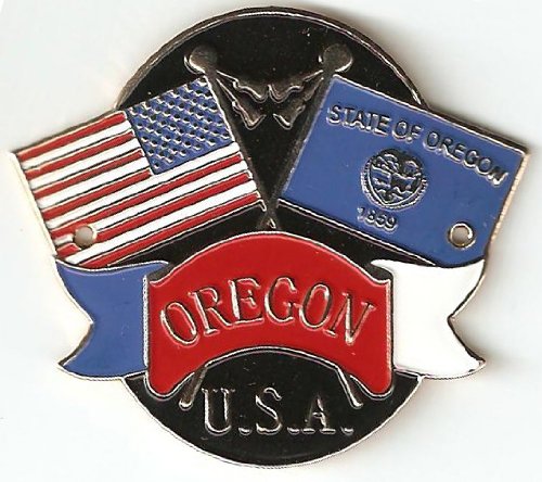 Oregon & United States of America Flags - Hiking Stick Medallion