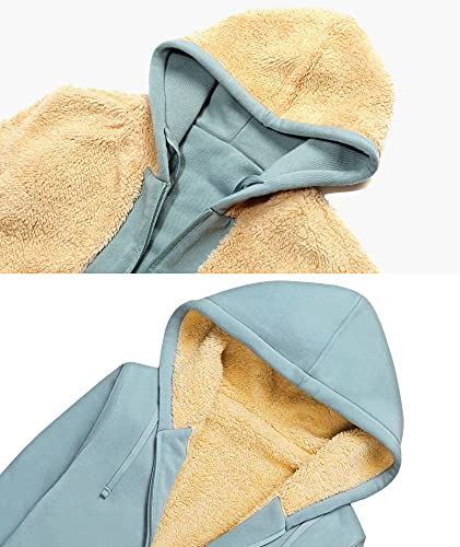 Swisswell Hoodies For Women Winter Fleece Sweatshirt - Full Zip Up Thick Sherpa Lined Greyish-Green 2Xl #TOP4