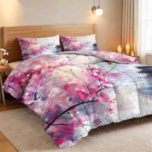 Edredón botánicos y flores de acuarela King reversible de tacto suave 4