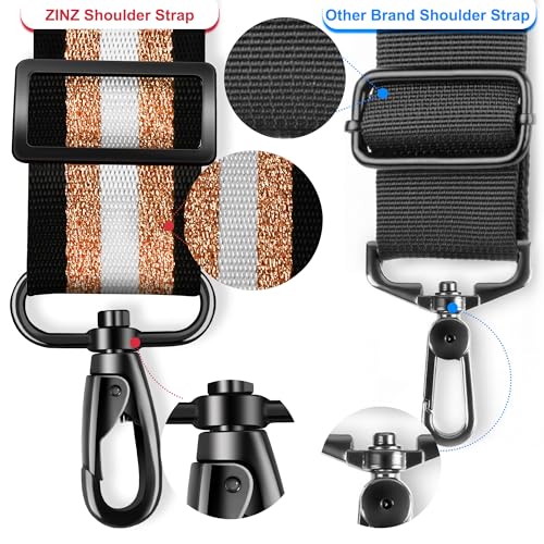 Image of ZINZ Shoulder Strap - 59 Inch Universal Heavy-duty Adjustable Strap with Ultra-thick Fixed Breathable Pad for Laptop, Gym, Camera Bag and More - Black Gold Jacquard