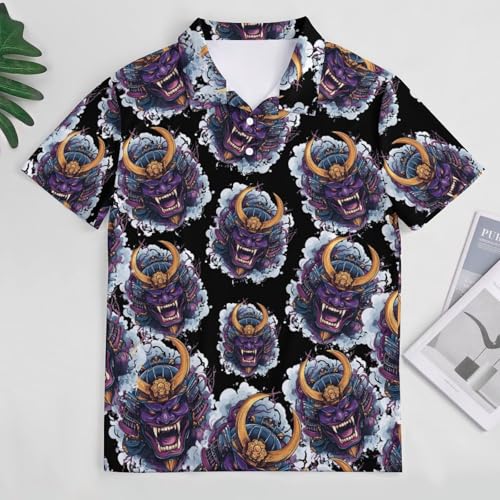Camiseta clásica de manga corta Oni Mask con cuello polo de entrenamiento de golf para mujer 3