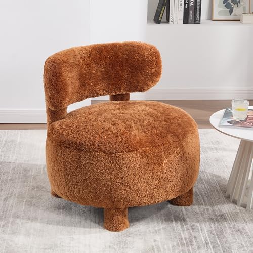 Sillón Curvo Tapizado Peluche Marrón miniatura 7