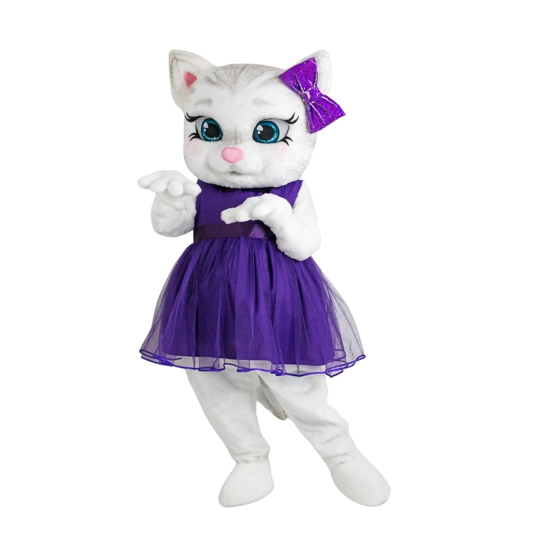 Cat Matilda Plush Mascot Costume, Handmade Quality, Life Sife, Adult Rabbit Marshmallow in Pure White Perfect For Kids And Adult Parties and Festive Occasions