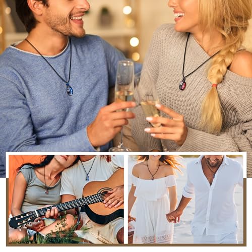 Aienid Couple Necklace Pendant,King Queen Tungsten Steel Pendant Necklace for Wedding2