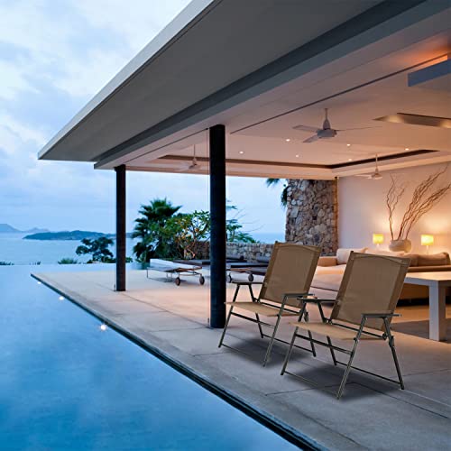 Vicllax 4 Pieces Patio Folding Chairs, Outdoor Portable Dining Chairs For Lawn Garden And Porch, Brown(Edge-Binding) #TOP6