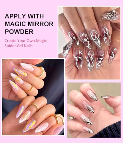 Gel Spider 3D para uñas 8g con polvo cromado dorado y plateado miniatura 2